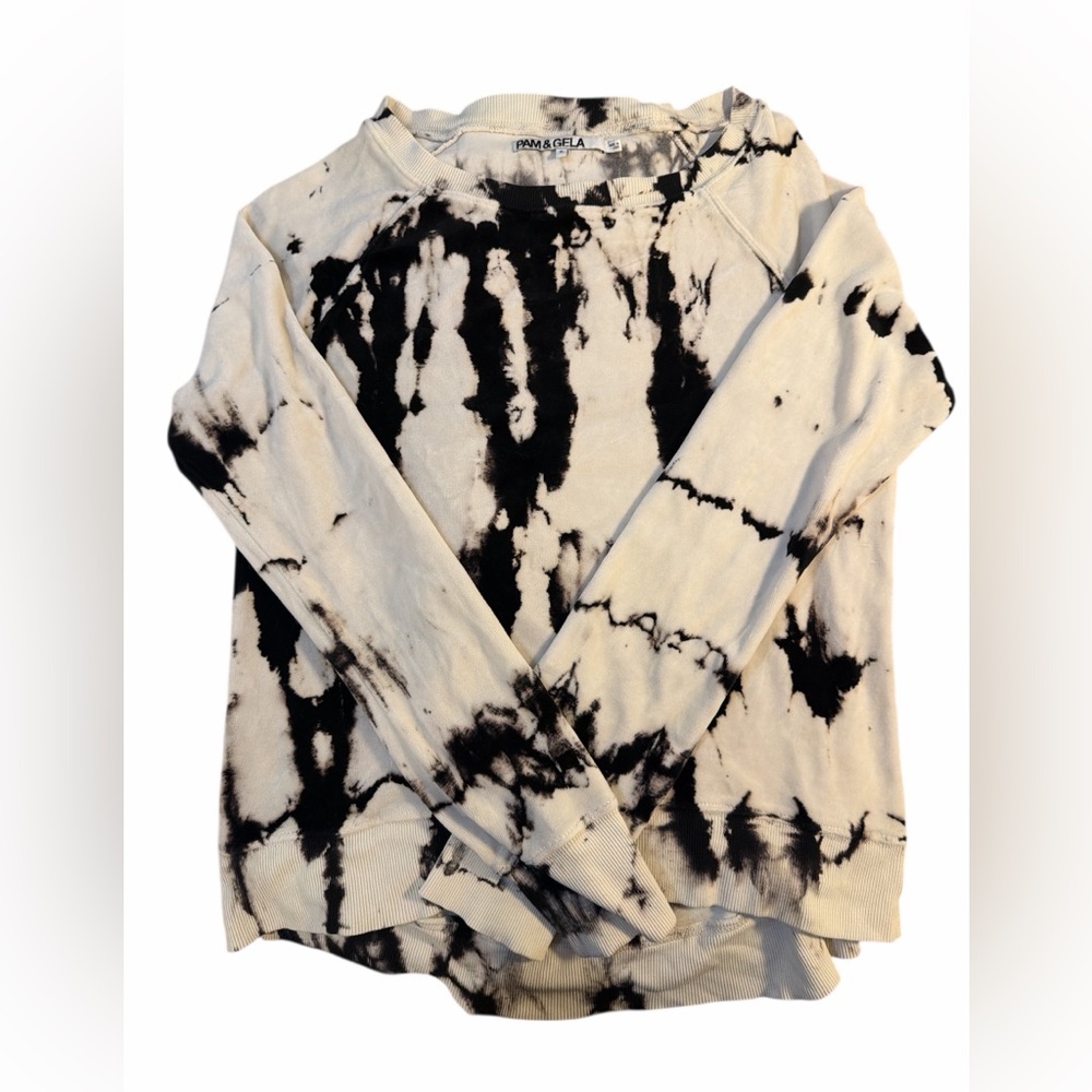 Pam & Gela Black & Cream Tie Dye Sweatshirt | Made in USA | Small